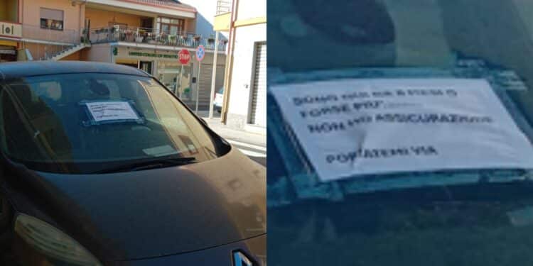 Auto abbandonata da mesi ad Assemini, ora spunta un cartello: “Portatemi via”