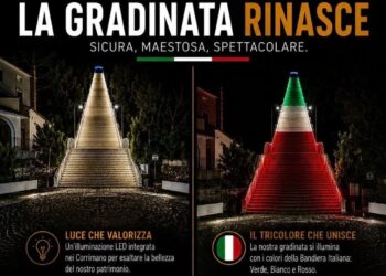 Gonnosfanadiga, la gradinata rinasce: gioco di luci per dare valore al simbolo del paese