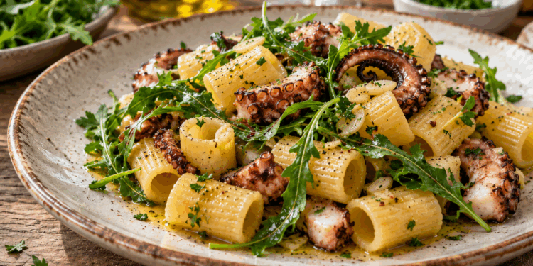 La cultura nel piatto, ecco a voi le squisitissime mezze maniche con polpo e rucola