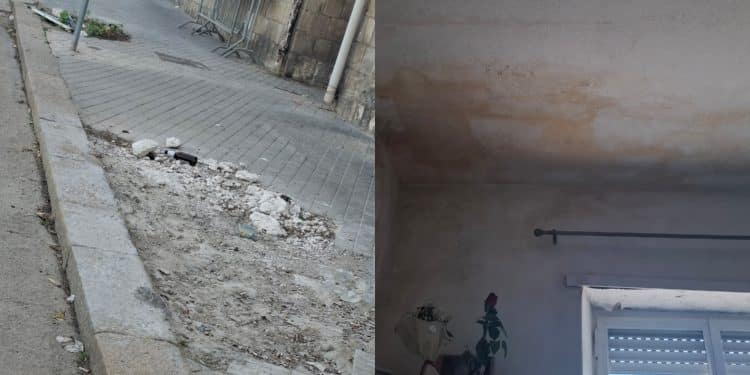 Cagliari, in via Flavio Gioia si cammina in strada: il marciapiede dissestato mette in pericolo i pedoni