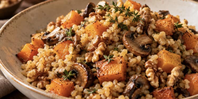La cultura nel piatto, bulgur d’autunno con zucca, funghi e noci