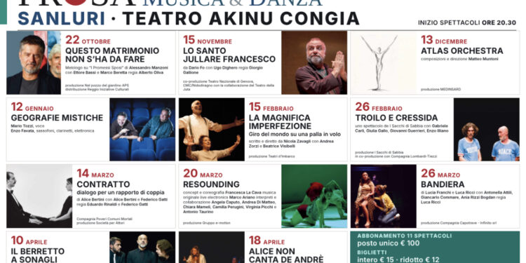 Teatro Comunale “Akinu Congia” di Sanluri: al via la Stagione di Prosa | Danza | Musica 2026-2027