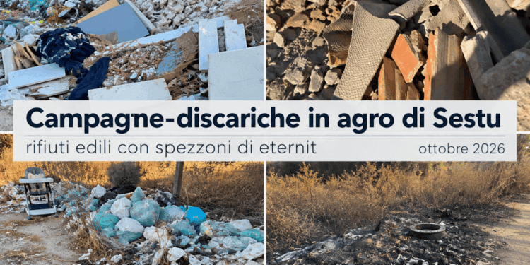 Discariche di amianto e roghi di rifiuti nelle campagne di Sestu: “Situazione sempre più grave”